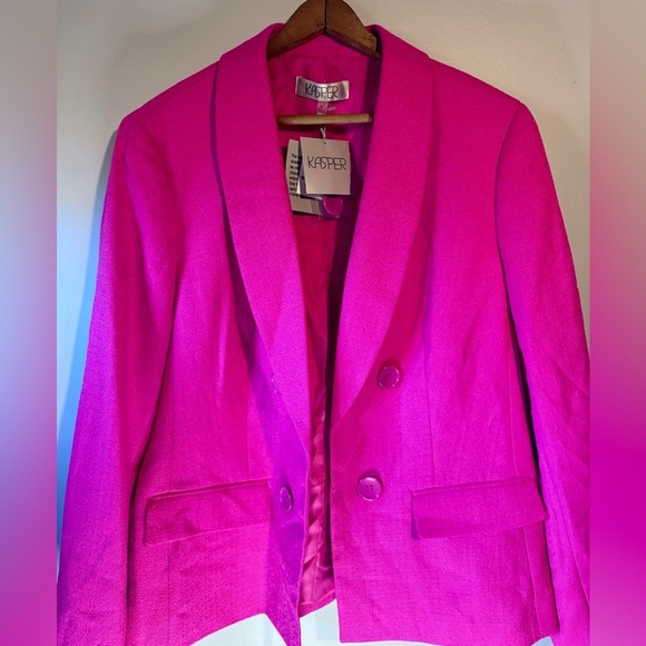 Kasper Faux Double Breasted Vibrant Pink Blazer Size 14 NWT Pink Perfection - Picture 7 of 11